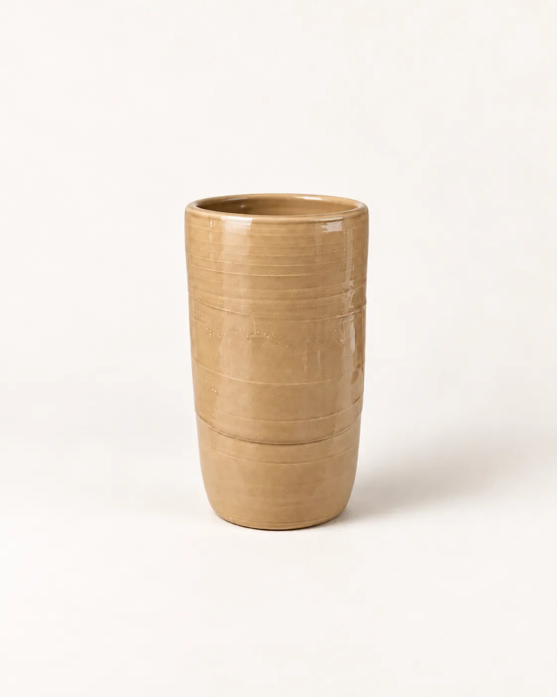 Beige Straight Vase, a tall straight-sided beige wheel-thrown vase