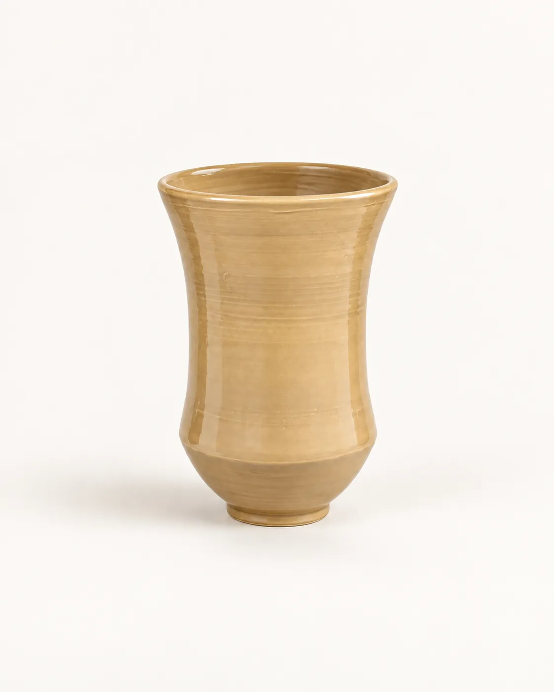 Beige Vase, a curved beige wheel-thrown vase