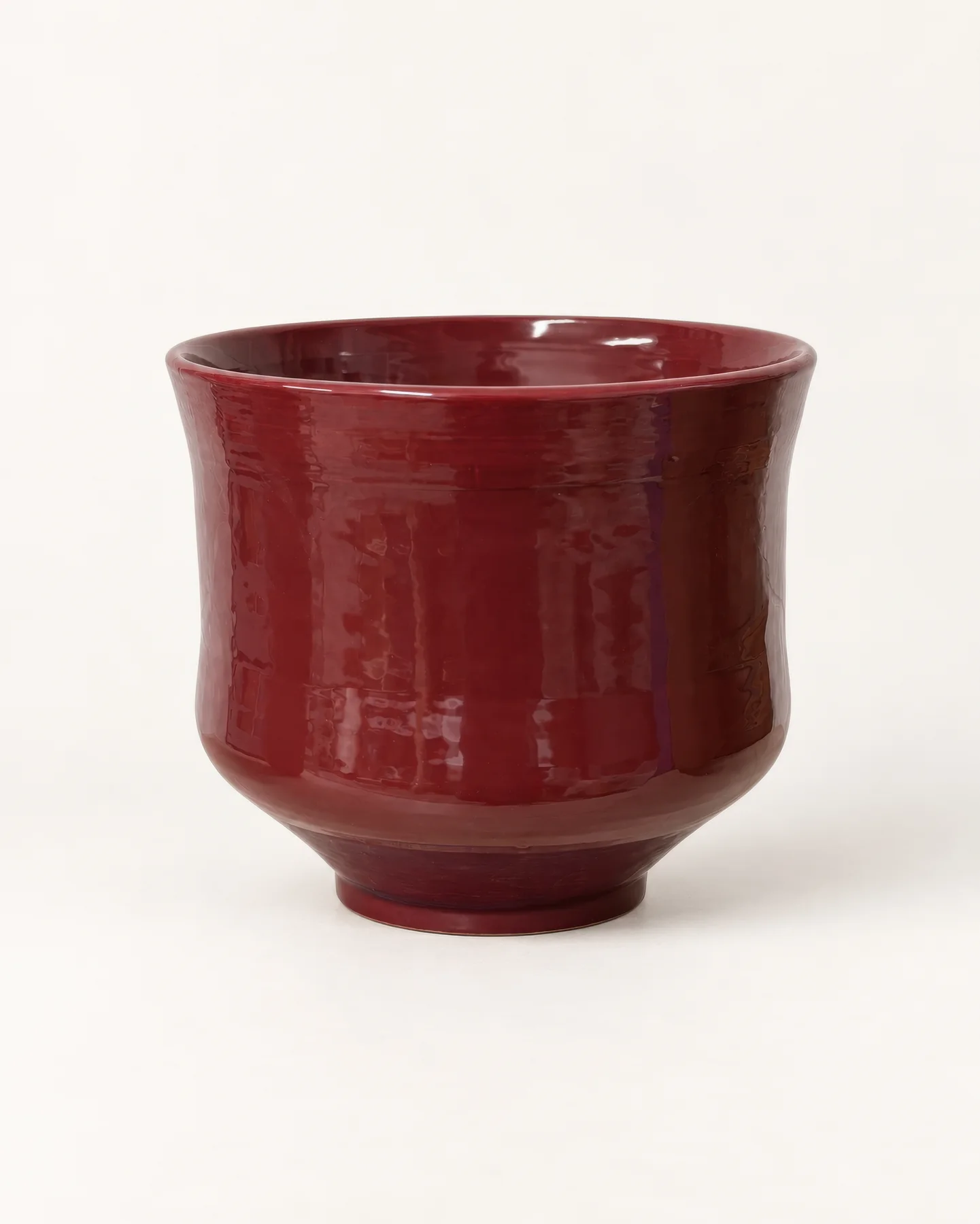 Bordeaux Vase Unique, a large, wide bordeaux wheel-thrown vase